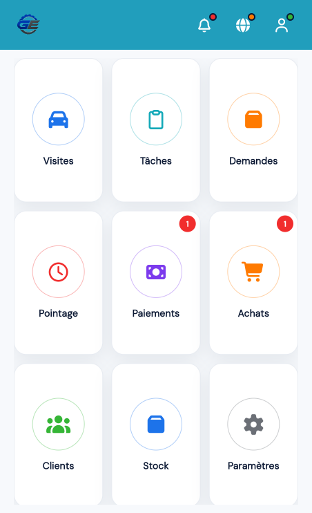 Écran accueil GE-Manager